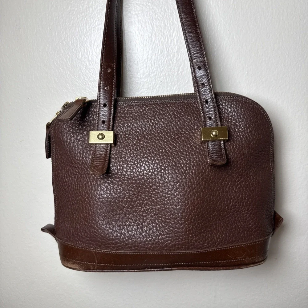 Vintage Dooney‎ & Bourke All-Weather Leather Purse Handbag Saddle Brown